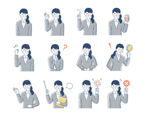 案内係の女性の表情　バリーエーションセット