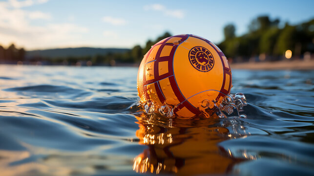 Water polo ball, close - up, focus, blur, empty background
