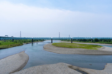 神奈川を流れる相模川の風景