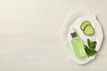 Concept of face and skin care - cucumber cosmetic