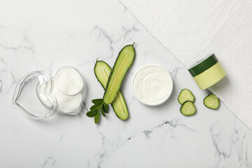 Concept of face and skin care - cucumber cosmetic
