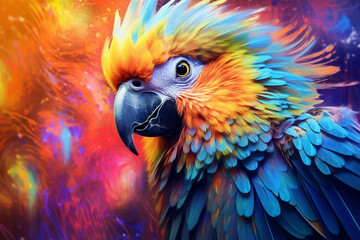 Obraz premium Vibrant and bright and colorful animal portrait poster. AI generated