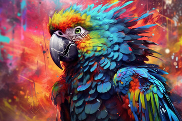 Obraz premium Vibrant and bright and colorful animal portrait poster. AI generated
