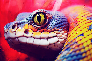 Fototapeta premium Vibrant and bright and colorful animal portrait poster. AI generated
