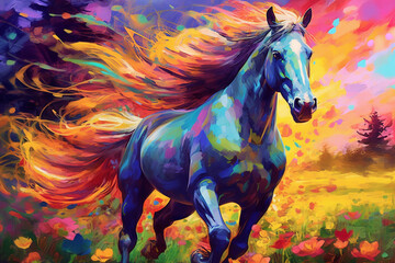 Obraz na płótnie Canvas Vibrant and bright and colorful animal portrait poster. 