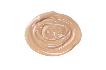 Smudged beige foundation cream isolated on white