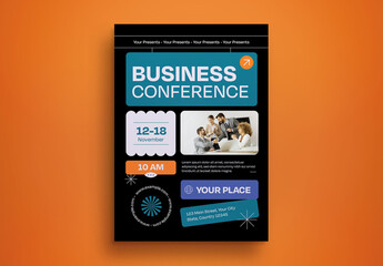 Black Geometric Business Conference Flyer Layout