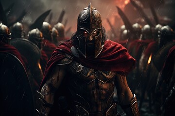 Leonidas Leading Spartans at Hot Gates