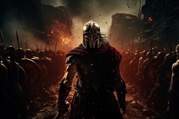 Leonidas Leading Spartans at Hot Gates