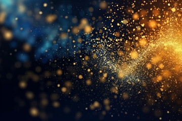 abstract background with blue and gold particle. AI generated. - obrazy, fototapety, plakaty