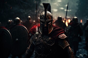 Leonidas Leading Spartans at Hot Gates