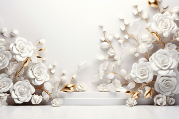 Rose white background abstract with Generative Ai. Bouquet flowers isolated.