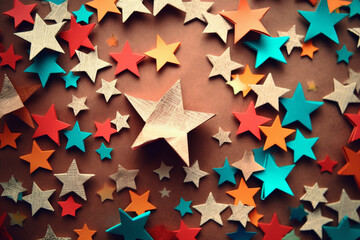 simple cute bright christmas wallpaper backround made of origami paper. AI generated.