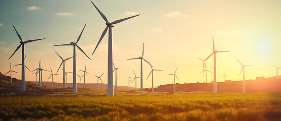 a photo of many wind turbines on a hill Generated by AI