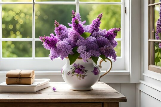 set / collection of small purple lilac flowers isolated over a transparent background, floral spring design elements with subtle shadows, top view / flat lay