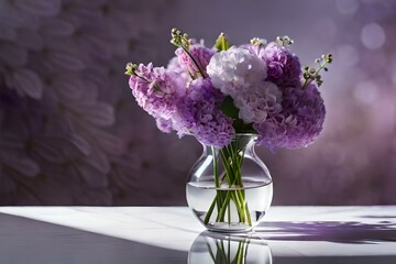 set / collection of small purple lilac flowers isolated over a transparent background, floral spring design elements with subtle shadows, top view / flat lay