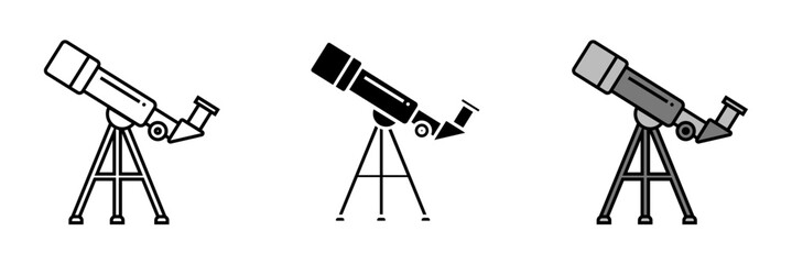 Telescope Icon, an icon representing a telescope, symbolizing exploration, observation, and the wonders of the universe. 