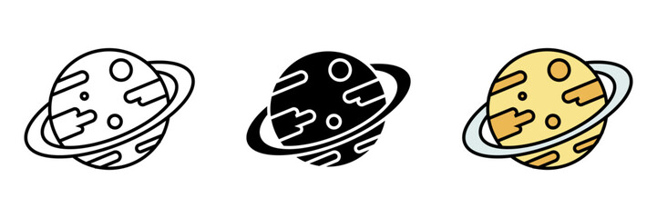 Saturn Icon, A captivating icon representing the majestic planet Saturn with its distinctive ring system.. © Yusqy