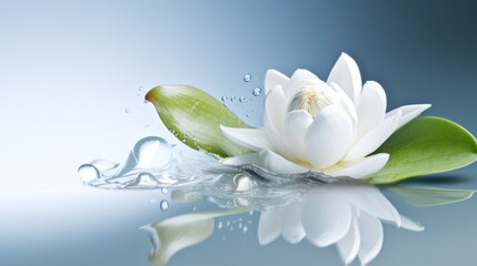 White lotus flower or water lily floating on the water