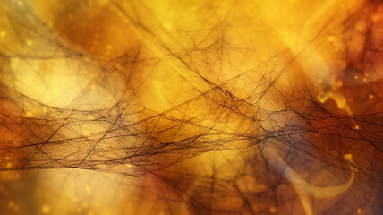 yellow abstract background. Generative AI. autumn movement interlacing transparent curved lines.