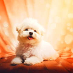 Cute White Shih Tzu dog - ai generative