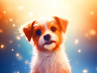 Adorable white and brown puppy background - ai generative