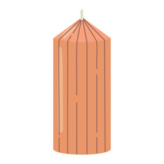 Isolated cartoon geometric red candle. Modern decoration for home interior, spa, relax. Flat vector illustration on white background