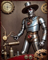 Steampunk Tin Man, Generative AI Illustration