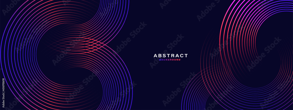 Poster Abstract dark background with gradient circle lines. Digital future technology concept. vector illustration