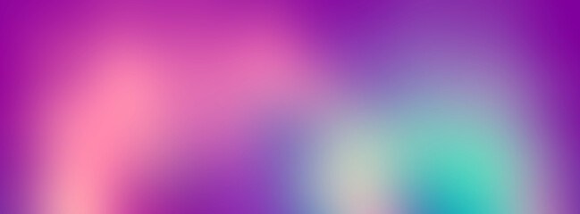 Soft lilac and purple neon gradient background. Various abstract spots. Long banner. Template for your business project and advertising of cosmetic products. Copy space