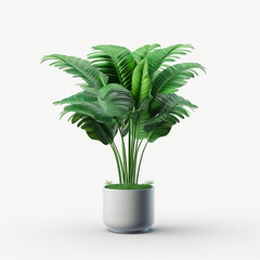 A green plant Minimalistic of a Botanical Plant on a white background Generative AI.