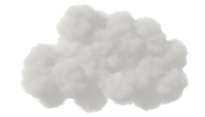 Cloud isolated on transparent background, single white cloud PNG.