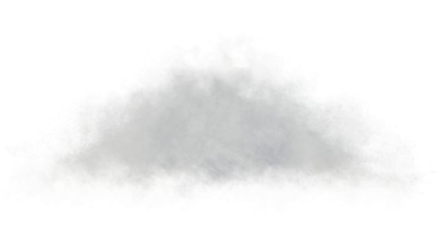 Cloud isolated on transparent background, single white cloud PNG.