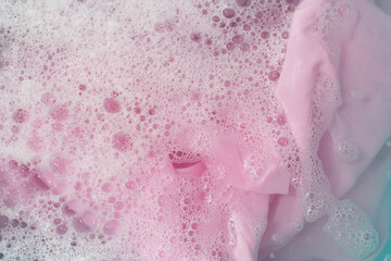 Clothes soak in powder detergent water dissolution, washing colored clothes