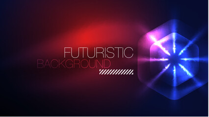 Glowing blue neon hexagons in dark space. Digital technology cyberspace hi-tech techno abstract background template