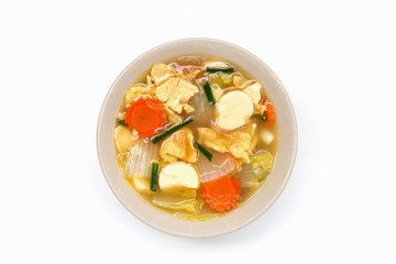 Clear soup with omelet and tofu