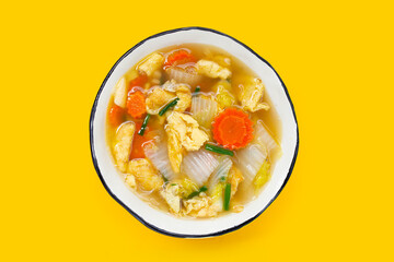 Clear soup with omelet and tofu