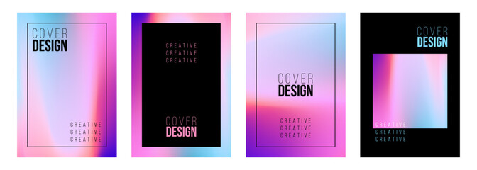 Set of cover design templates. Abstract blurred backgrounds with vibrant colored gradients and black color. Graphic templates. Vector illustration.