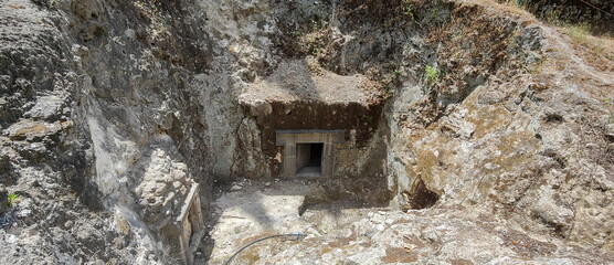 Cave of Sidonian head of Jewish Community at ancient Jewish burial catacombs located in Beit Shearim National Park