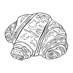 croissant hand-drawn drawing engraving in retro style, vector illustration