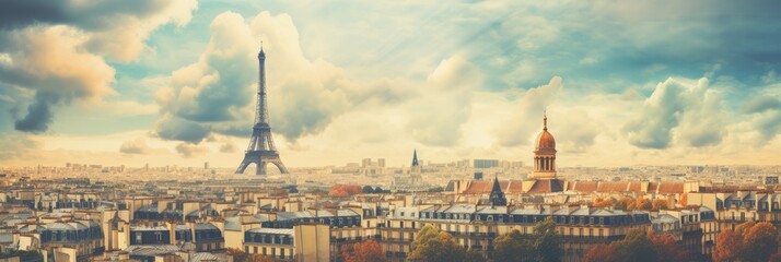 Eiffel Tower rises above the beautiful cityscape. Generative AI