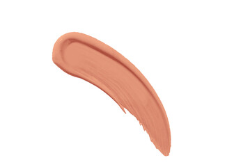 Beige Creamy lipstick smear smudge isolated on white background. beige creamy color brush stroke close up. Makeup cream texture background