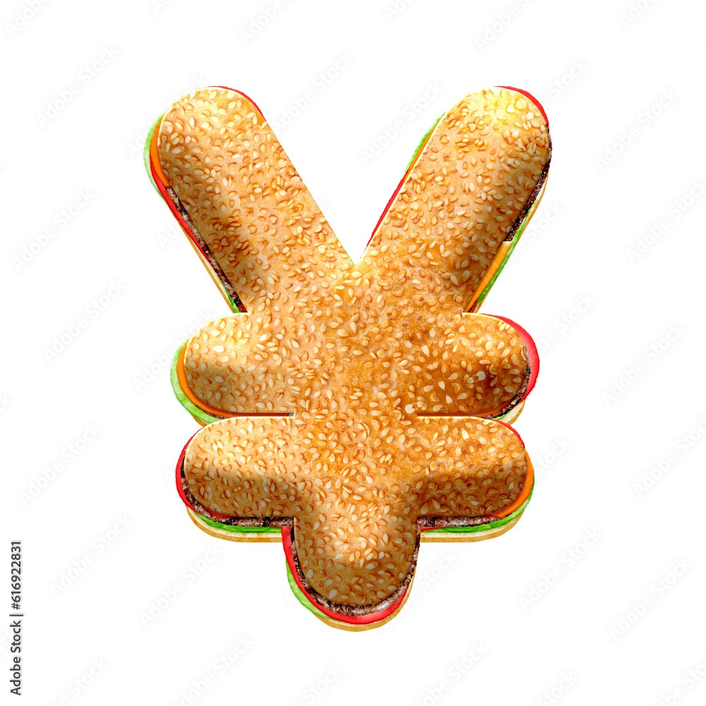 Poster burger 3d currency symbol, yen. this is a part of a set which also includes letters, numbers, and sh