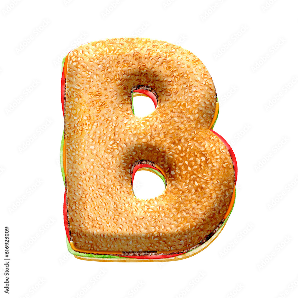 Poster burger 3d alphabet letters. this is a part of a set which also includes numbers, punctuation marks, 