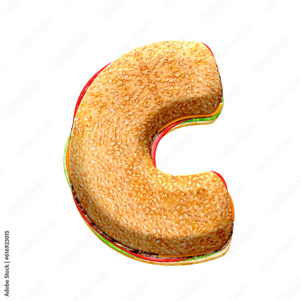 Poster burger 3d alphabet letters. this is a part of a set which also includes numbers, punctuation marks, 