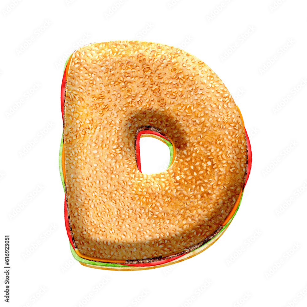 Poster burger 3d alphabet letters. this is a part of a set which also includes numbers, punctuation marks, 