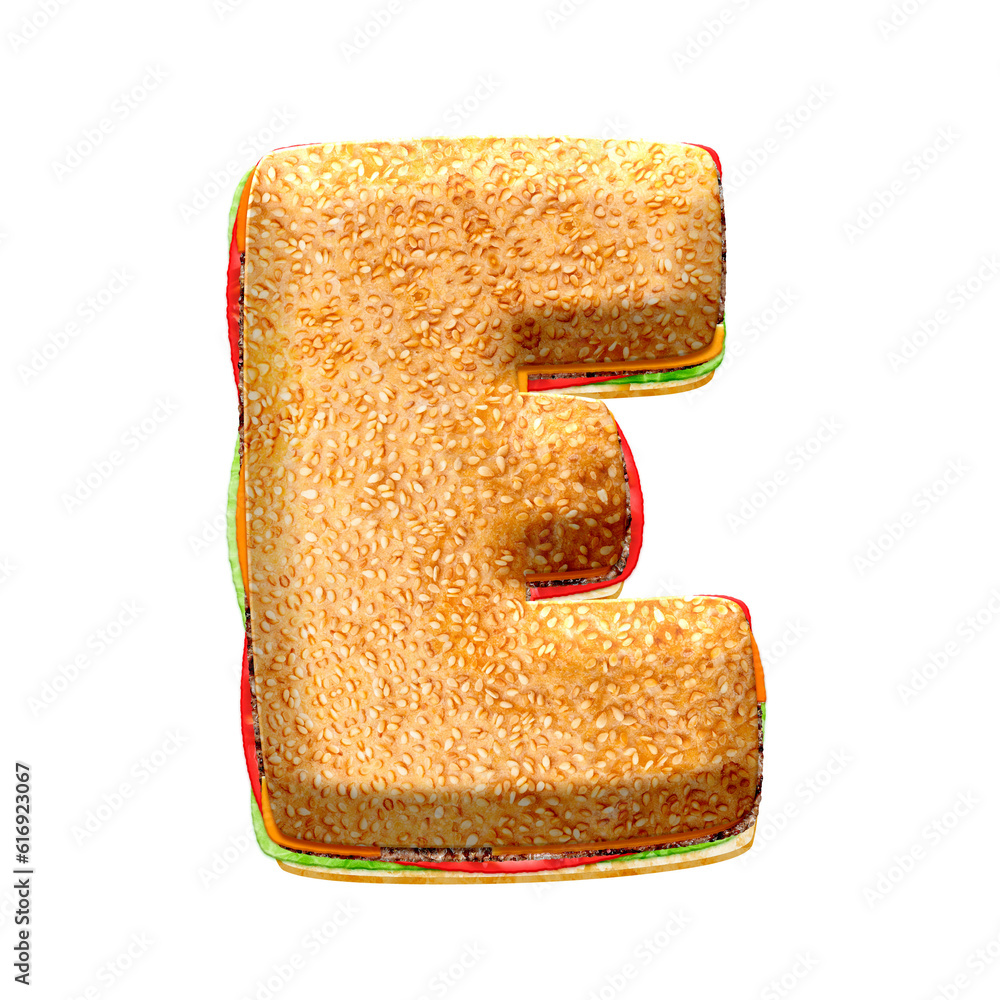 Poster burger 3d alphabet letters. this is a part of a set which also includes numbers, punctuation marks, 