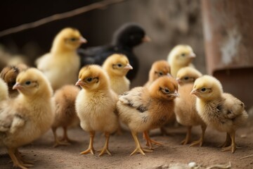 Fototapeta na wymiar Farm chickens. Generate Ai