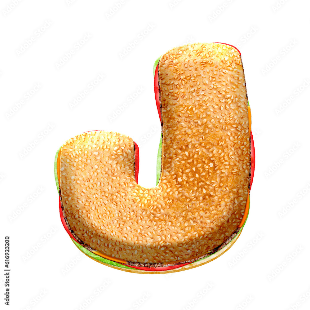 Poster burger 3d alphabet letters. this is a part of a set which also includes numbers, punctuation marks, 