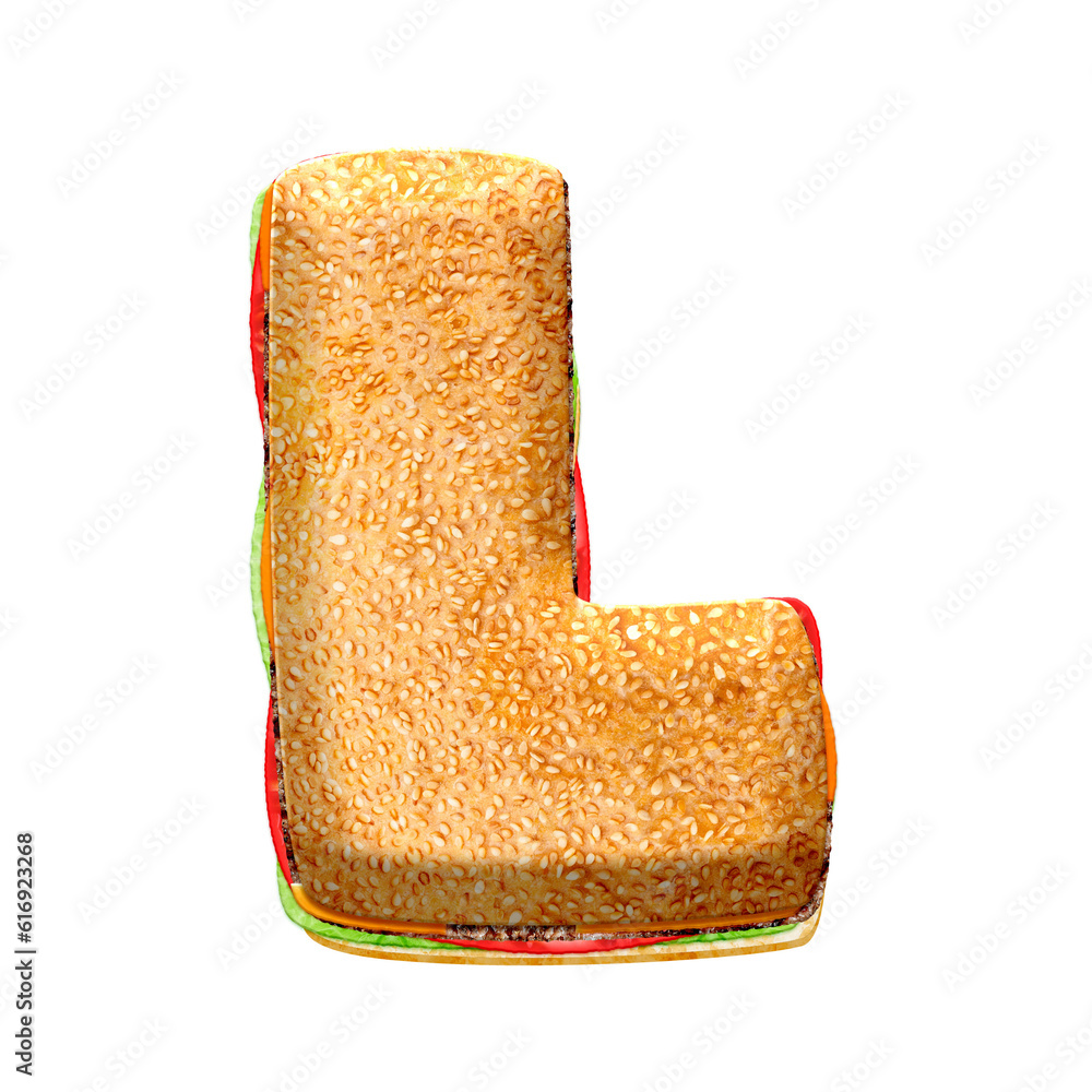 Poster burger 3d alphabet letters. this is a part of a set which also includes numbers, punctuation marks, 